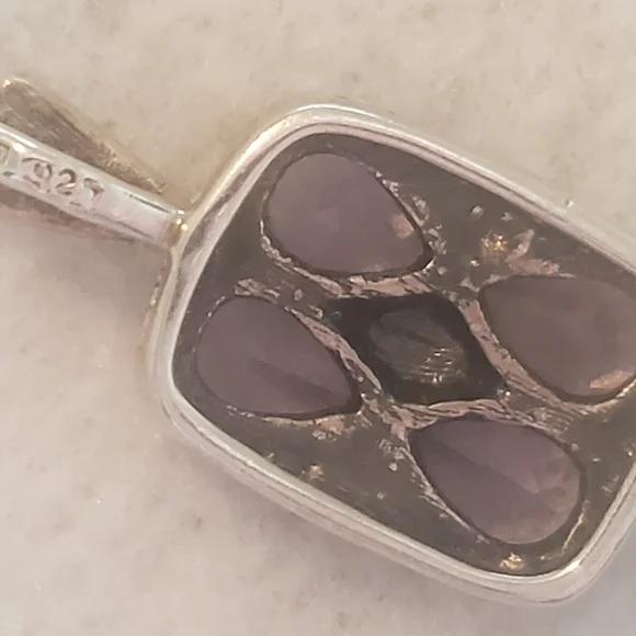 Sterling Silver Purple Amethyst Marcasite Pendant - Picture 2 of 5